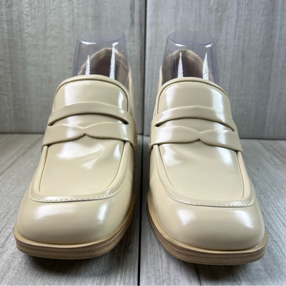 WORN 1x Nine West Avalia Cream Block Platform Heeled Loafer Women’s Size 9 - Picture 6 of 10